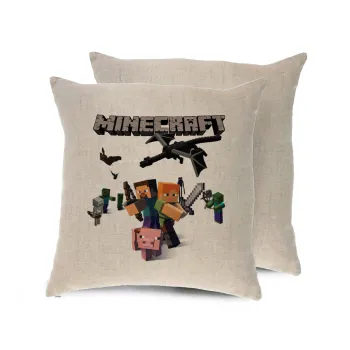 Minecraft Alex, Μαξιλάρι καναπέ ΛΙΝΟ 40x40cm περιέχεται το  γέμισμα