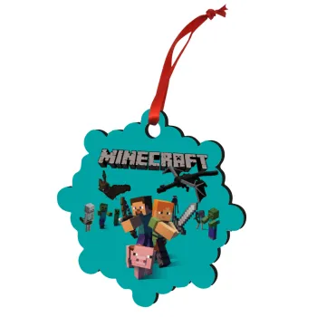 Minecraft Alex, Christmas ornament snowflake wooden 7.5cm