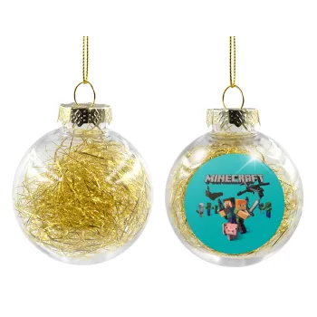 Minecraft Alex, Transparent Christmas tree ball ornament with gold filling 8cm