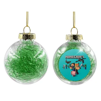 Minecraft Alex, Transparent Christmas tree ball ornament with green filling 8cm
