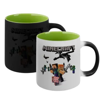 Minecraft Alex, Κούπα Μαγική εσωτερικό πράσινο, κεραμική 330ml που αλλάζει χρώμα με το ζεστό ρόφημα