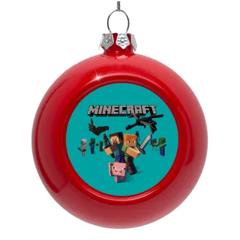 Minecraft Alex, Red Christmas tree ornament bauble 8cm