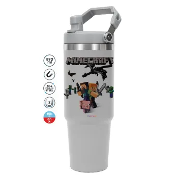 Minecraft Alex, ΓΚΡΙ χρώματος Θερμός Ανοξείδωτο 890ml (30oz) με χερούλι