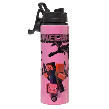 Minecraft Alex, Μεταλλικό παγούρι νερού με καπάκι ασφαλείας, αλουμινίου 850ml