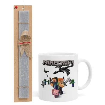 Minecraft Alex, Easter Set, Ceramic Cup (330ml) & Easter aromatic flat candle (30cm) (GRAY)