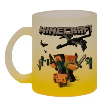 Minecraft Alex, Κούπα γυάλινη δίχρωμη με βάση το κίτρινο ματ, 330ml