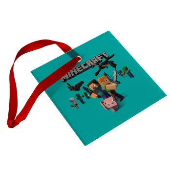 Minecraft Alex, Christmas ornament, glass square ornament 9x9cm