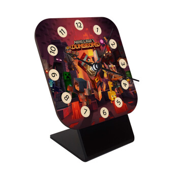 Minecraft Dungeons, Quartz Table clock in natural wood (10cm)