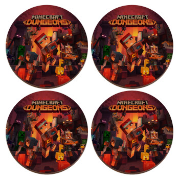 Minecraft Dungeons, ΣΕΤ x4 Σουβέρ ξύλινα στρογγυλά plywood (9cm)