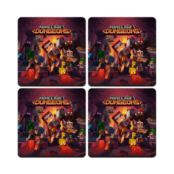 Minecraft Dungeons, ΣΕΤ 4 Σουβέρ ξύλινα τετράγωνα (9cm)