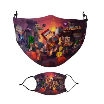 Minecraft Dungeons, Μάσκα υφασμάτινη Ενηλίκων πολλαπλών στρώσεων με υποδοχή φίλτρου