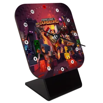 Minecraft Dungeons, Επιτραπέζιο ρολόι ξύλινο με δείκτες (10cm)