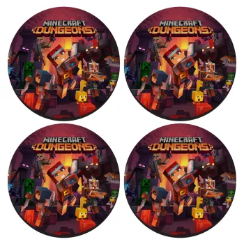 Minecraft Dungeons, SET of 4 round wooden coasters (9cm)