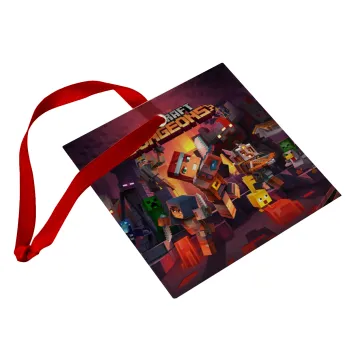 Minecraft Dungeons, Christmas ornament, glass square ornament 9x9cm