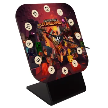 Minecraft Dungeons, Quartz Table clock in natural wood (10cm)