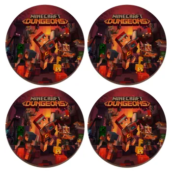 Minecraft Dungeons, ΣΕΤ x4 Σουβέρ ξύλινα στρογγυλά plywood (9cm)