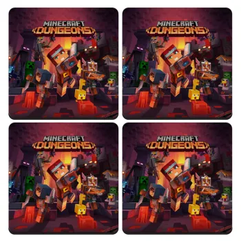 Minecraft Dungeons, ΣΕΤ 4 Σουβέρ ξύλινα τετράγωνα (9cm)