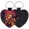 Μπρελόκ PU δερμάτινο glitter καρδιά ΜΑΥΡΟ