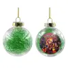 Transparent Christmas tree ball ornament with green filling 8cm