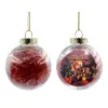 Transparent Christmas tree ball ornament with red filling 8cm