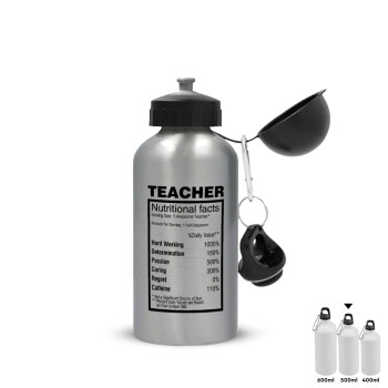 Τα συστατικά του δασκάλου, Μεταλλικό παγούρι νερού, Ασημένιο, αλουμινίου 500ml