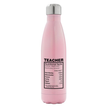teacher nutritional facts, Metal mug thermos Pink Iridiscent (Stainless steel), double wall, 500ml
