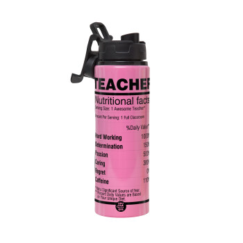 Τα συστατικά του δασκάλου, Μεταλλικό παγούρι νερού με καπάκι ασφαλείας, αλουμινίου 850ml