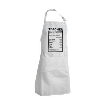 teacher nutritional facts, Adult Chef Apron (with sliders and 2 pockets)