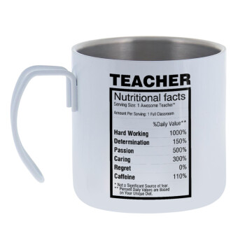 teacher nutritional facts, Mug Stainless steel double wall 400ml