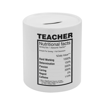 teacher nutritional facts, Κουμπαράς πορσελάνης με τάπα