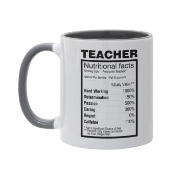 teacher nutritional facts, Mug colored grey, ceramic, 330ml