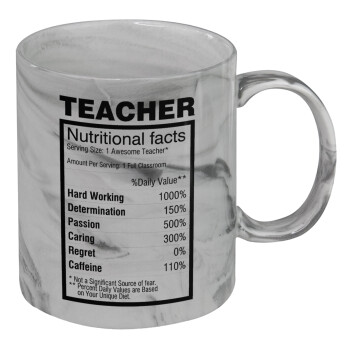 teacher nutritional facts, Mug ceramic marble style, 330ml