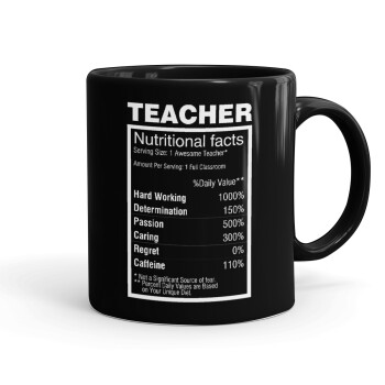teacher nutritional facts, Mug black, ceramic, 330ml