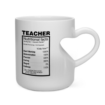 Τα συστατικά του δασκάλου, Κούπα καρδιά λευκή, κεραμική, 330ml