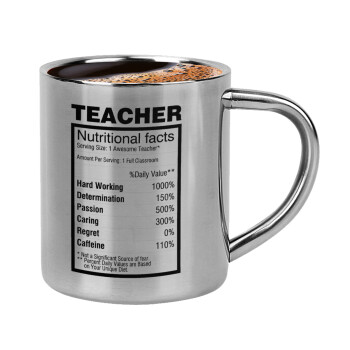 teacher nutritional facts, Κουπάκι μεταλλικό διπλού τοιχώματος για espresso (220ml)