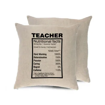 teacher nutritional facts, Μαξιλάρι καναπέ ΛΙΝΟ 40x40cm περιέχεται το  γέμισμα