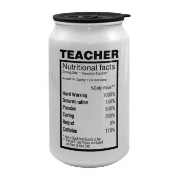 teacher nutritional facts, Κούπα ταξιδιού μεταλλική με καπάκι (tin-can) 500ml