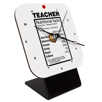 teacher nutritional facts, Quartz Wooden table clock with hands (10cm)