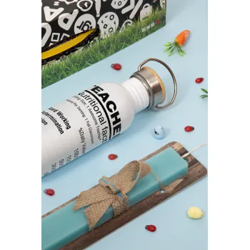 Τα συστατικά του δασκάλου, Πασχαλινή Λαμπάδα με παγούρι μεταλλικό (620ml, stainless steel) & κερί αρωματικό πλακέ (30cm) (ΤΙΡΚΟΥΑΖ)