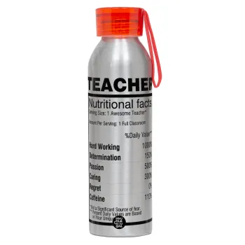 Τα συστατικά του δασκάλου, Αλουμινένιο Αθλητικό Μπουκάλι 650ml – Ασημί με Κόκκινο Καπάκι και Λουράκι Σιλικόνης