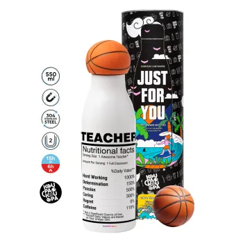 teacher nutritional facts, Bascetball Metal mug thermos, double wall, 550ml