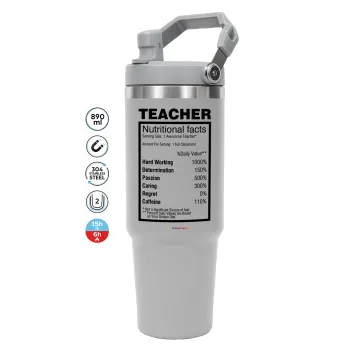 Τα συστατικά του δασκάλου, ΓΚΡΙ χρώματος Θερμός Ανοξείδωτο 890ml (30oz) με χερούλι