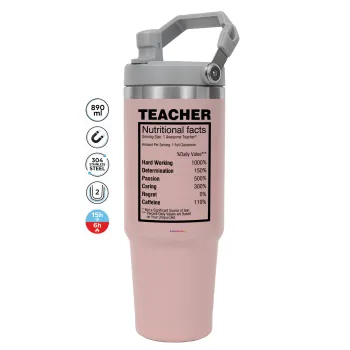 teacher nutritional facts, Pink color, 890ml (30oz) stainless Steel Tumbler with Handle