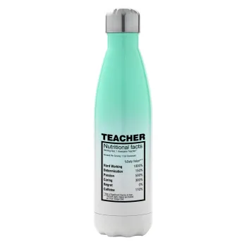 Τα συστατικά του δασκάλου, Μεταλλικό παγούρι θερμός Πράσινο/Λευκό (Stainless steel), διπλού τοιχώματος, 500ml