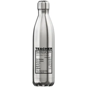 teacher nutritional facts, Inox (Stainless steel) hot metal mug, double wall, 750ml