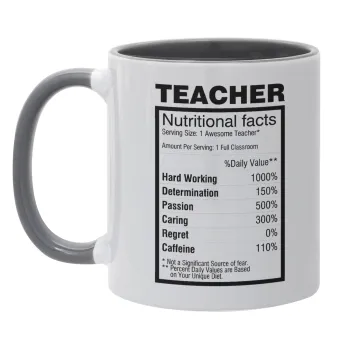 teacher nutritional facts, Mug colored grey, ceramic, 330ml