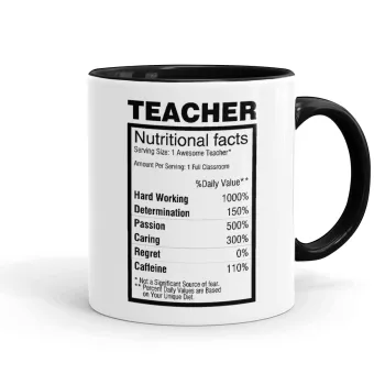 teacher nutritional facts, Mug colored black, ceramic, 330ml