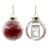 Transparent Christmas tree ball ornament with red filling 8cm