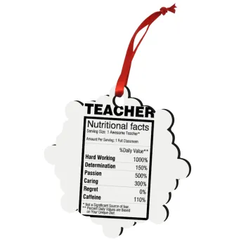 teacher nutritional facts, Christmas ornament snowflake wooden 7.5cm