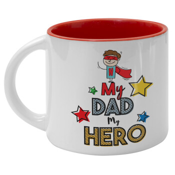 My Dad, my Hero!!!, Κούπα κεραμική 400ml Λευκή/Κόκκινη